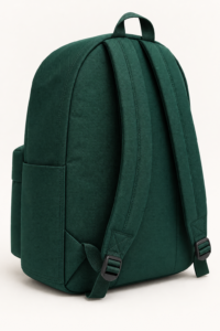Rear view of custom classic everyday backpack showing padded shoulder straps