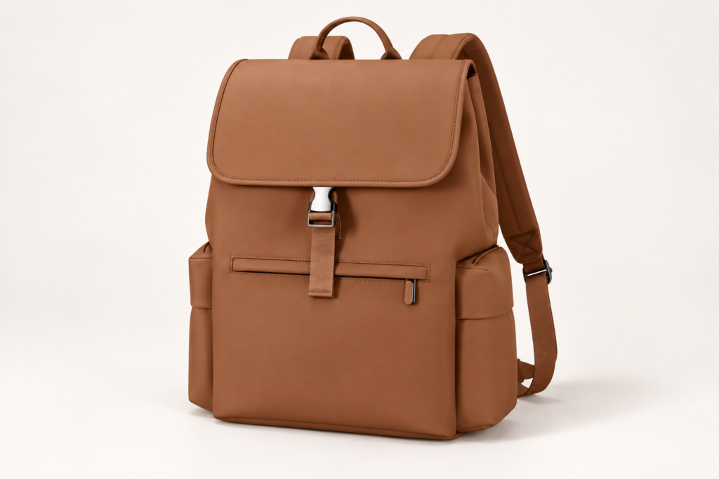 Custom practical PU Leather flap commuter backpack for bulk OEM orders
