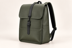 Side view of custom practical PU Leather laptop backpack