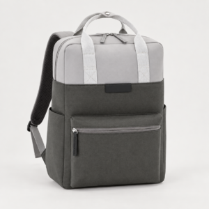 Custom recycled laptop backpack with contrasting front pocket for OEM manufacturing