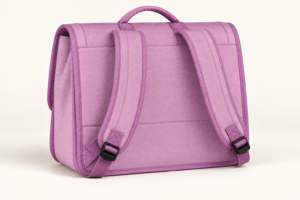Rear view of custom student organizer backpack showing shoulder straps