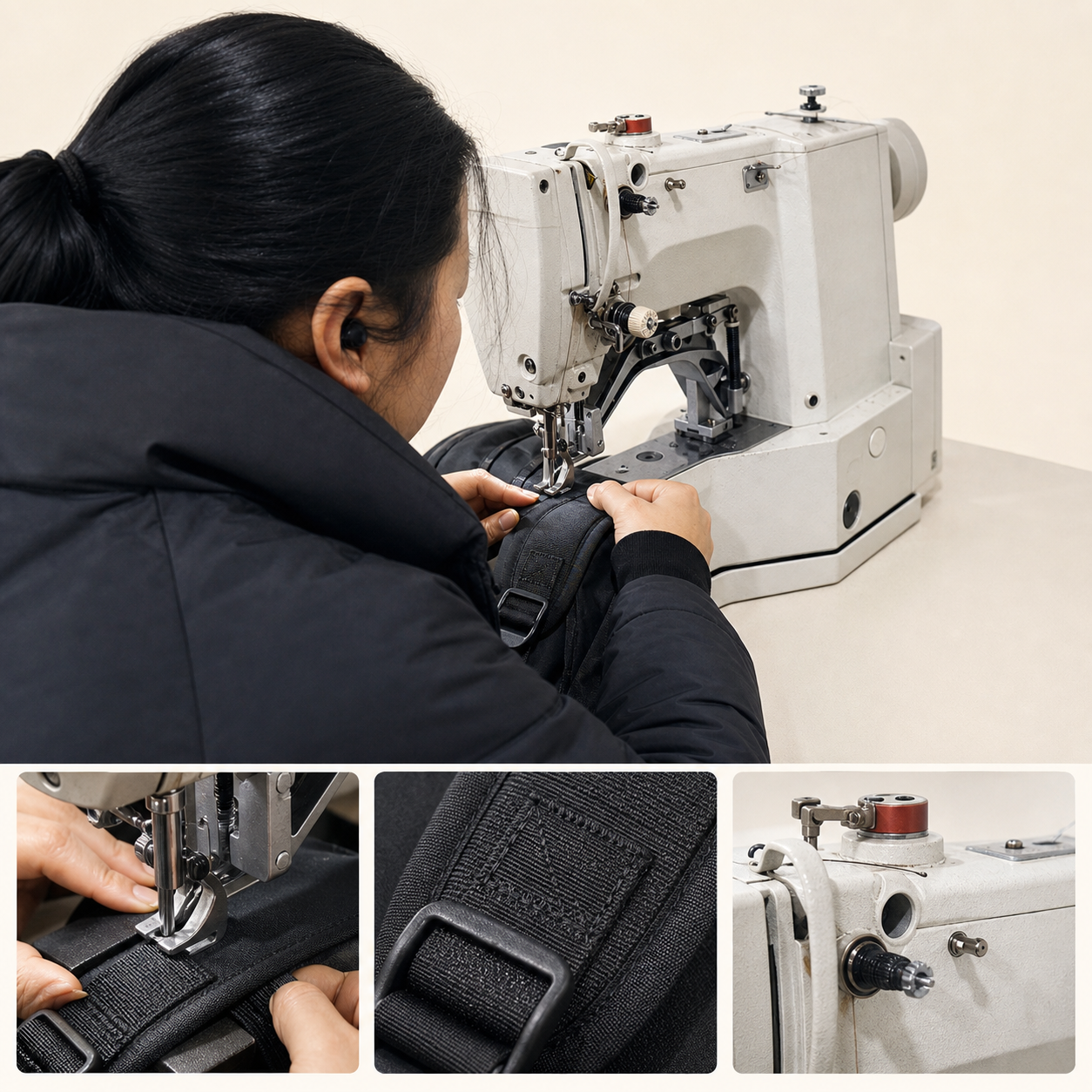 Reinforced shoulder-strap connection on a custom backpack