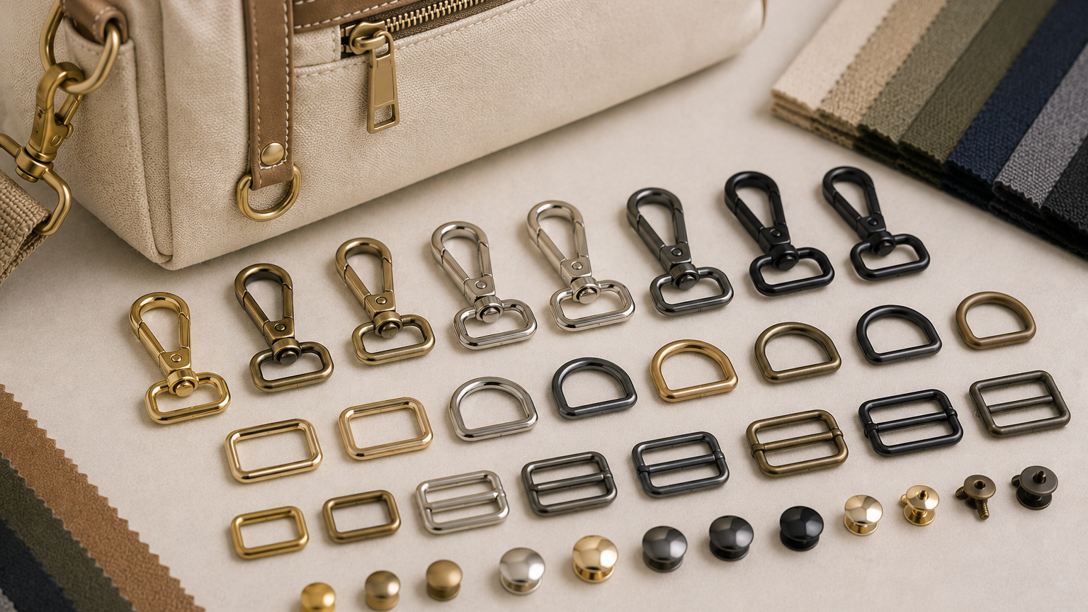 Metal hardware components used for custom bag development